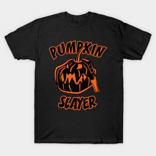 Pumpkin Slayer | Scary Halloween Pumpkin (plain colour) T-Shirt